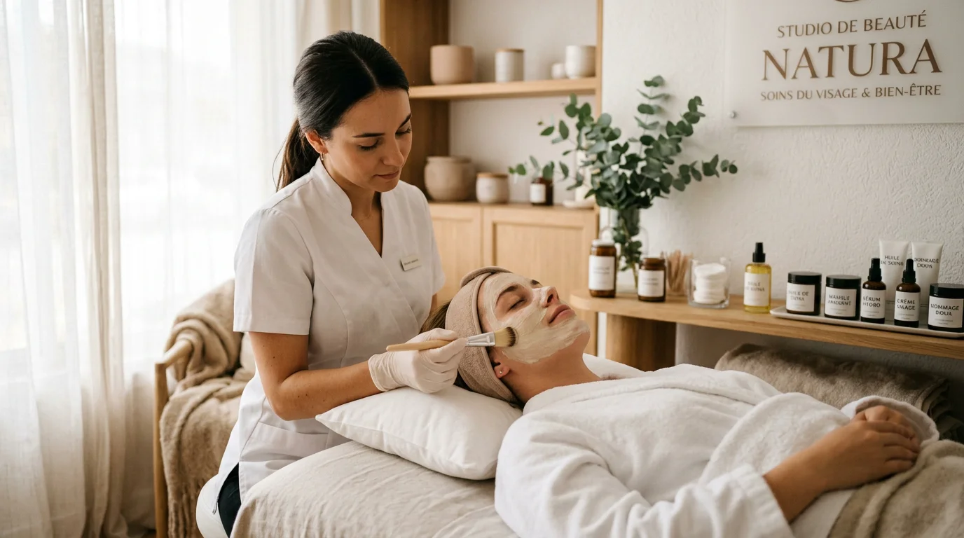 Soin du visage professionnel réalisé dans un institut lumineux à Marseille